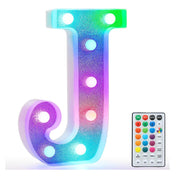 Glitter LED Letter J Light – 18 Color Changing