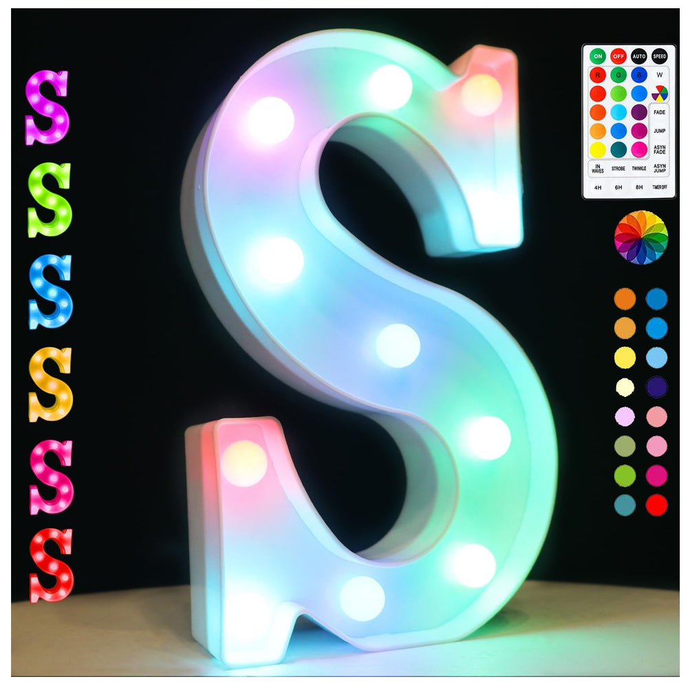 Colorful LED Marquee Letter Light – S – 18 Colors with Remote