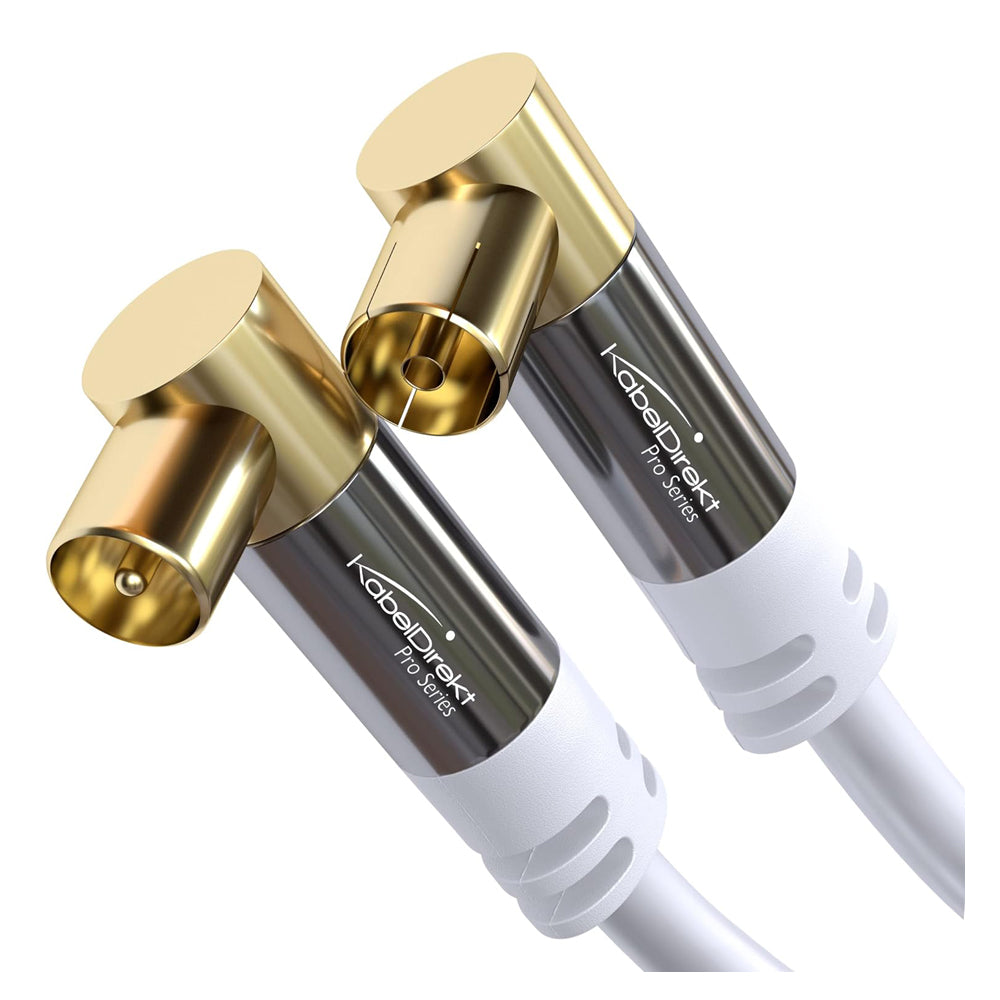 KabelDirekt – 4K TV Aerial Cable, Coaxial Cable, 90° Angled – 1.5m – Digital & Analogue – Available in 0.5-20m (Angled Plug/Socket, DVB-C/DVB-T/DVB-S, white)