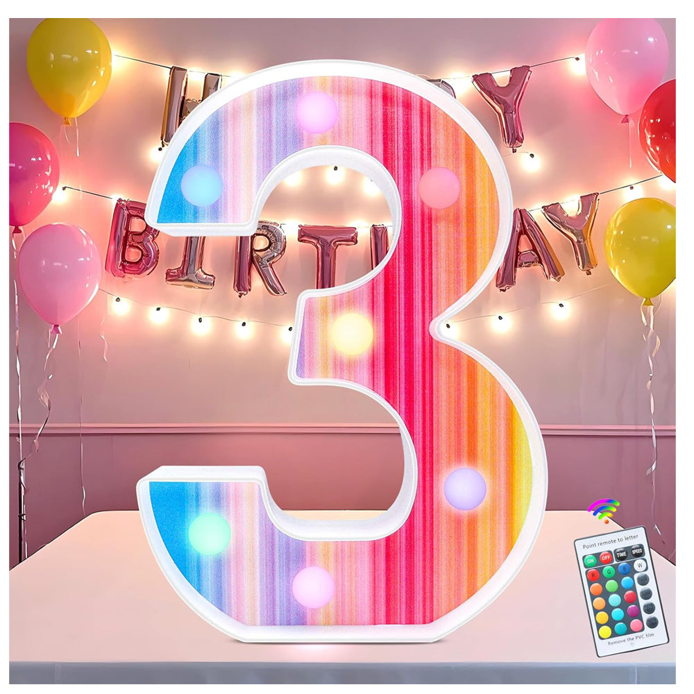 Rainbow LED Number Light 3 Color Changing