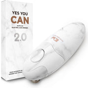 Kitchen Mama Auto 2.0 Electric Can Opener – Hands-Free, Smooth Edge, Battery Operated, Food-Safe Blade, One-Touch Use – Marble White