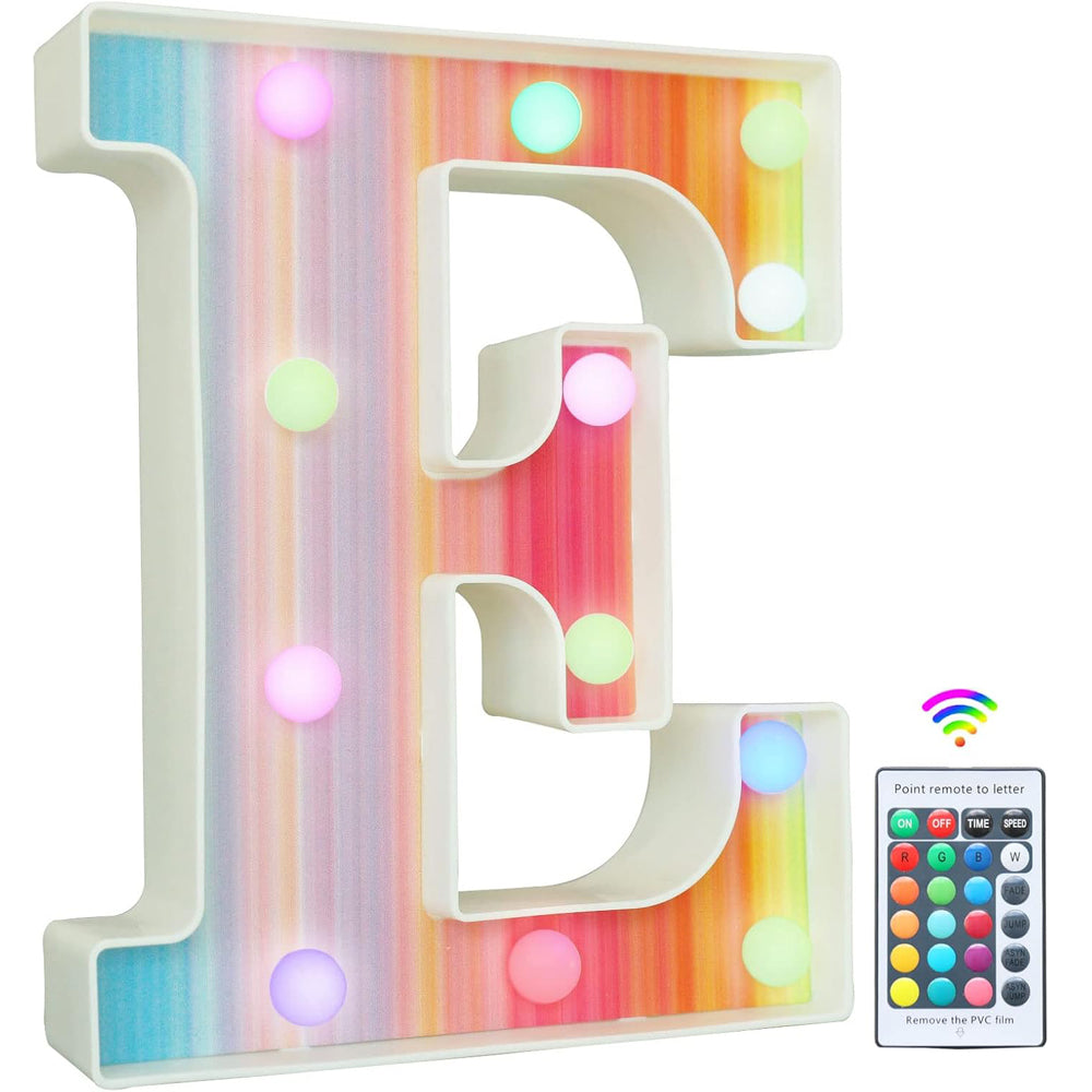 Rainbow LED Marquee Letter E – Color Changing Night Light