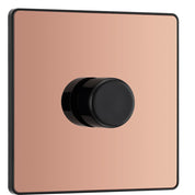 BG Electrical Intelligent Single Wall Dimmer Switch, 2 Way, Screwless Front Plate, Evolve, Polished Copper, 200W, PCDCP81B