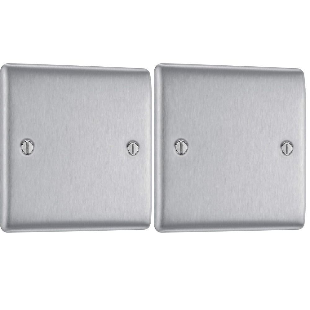 Single Blank Plate Pack of 2 – Brushed Steel