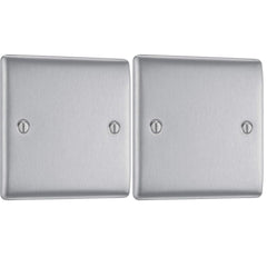Single Blank Plate Pack of 2 – Brushed Steel