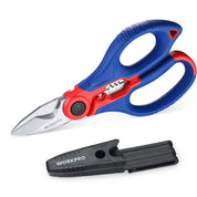 WORKPRO Electricians Scissors with Wire Stripper, 6-1/2 INCH(163MM), Multi-Function Stainless Steel Electricians Shears with Belt Clip Sheath