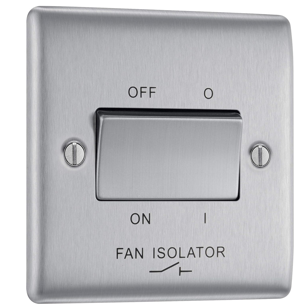 BG Electrical 3-Pole Fan Isolator Switch – Brushed Steel