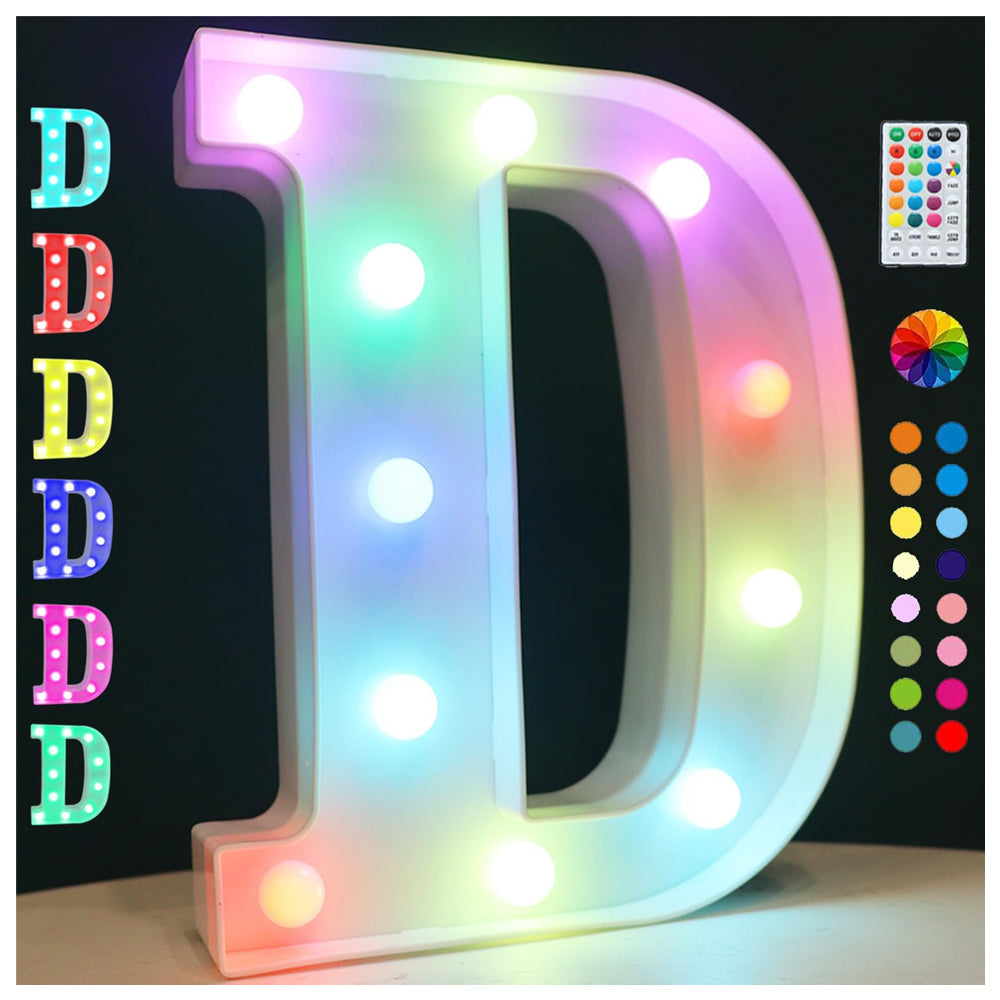 RGB LED Marquee Letter D Light with Remote