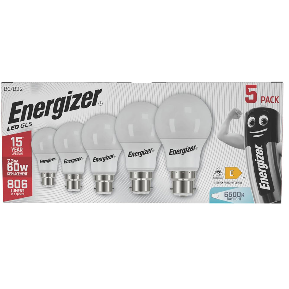 60W Equivalent B22 LED Bulbs Daylight White 6500K – Pack of 5