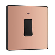 BG Electrical Single Wall Switch with LED Power Indicator, Double Pole, Screwless Front Plate, Round Edges, Evolve, Polished Copper, 20A, PCDCP31B