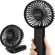EasyAcc Handheld Fan, Portable USB Fan [Powerful Wind & Quick Cool] Up to 17H 4 Speeds Personal Fan with One Touch Power Off Rechargeable Battery Foldable Adjustable for Home Office Travel-Black