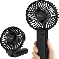 EasyAcc Handheld Fan, Portable USB Fan [Powerful Wind & Quick Cool] Up to 17H 4 Speeds Personal Fan with One Touch Power Off Rechargeable Battery Foldable Adjustable for Home Office Travel-Black