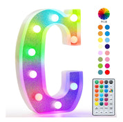 Glitter LED Letter Light C with Remote 18 Colors