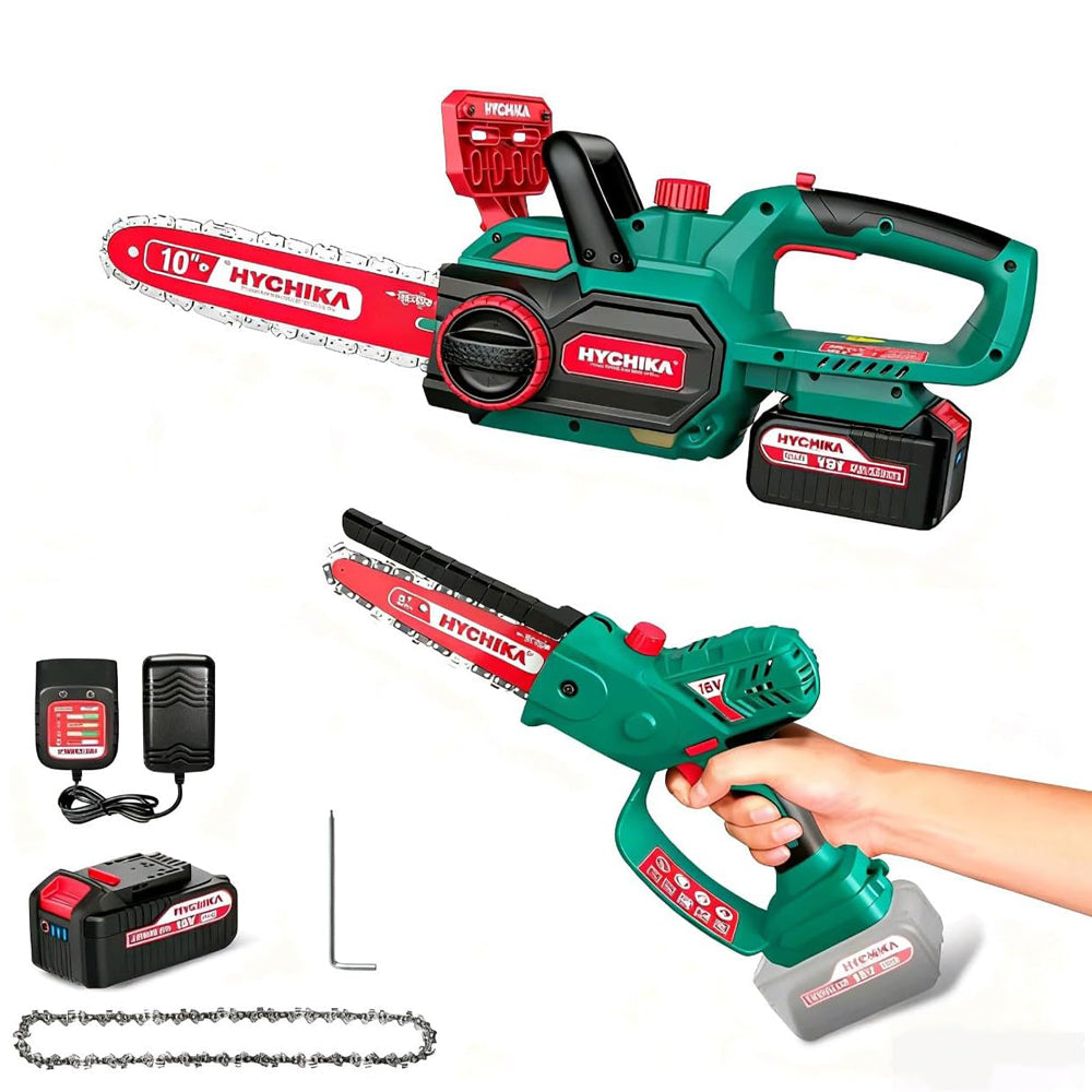 HYCHIKA Power Tool Combo Kit, Mini Chainsaw Cordless, 8 Inch Brushless Electric Chainsaw, 18V Cordless Chain Saws, 18V Battery, Charger, Hand Chiansaw for Tree, Garden, Wood Cutting