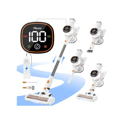 Tikom V500 Cordless Vacuum Cleaner 450W 40KPa Powerful Stick Vac with LED Display, Wall Dock, Handheld for Pet Hair & Floors