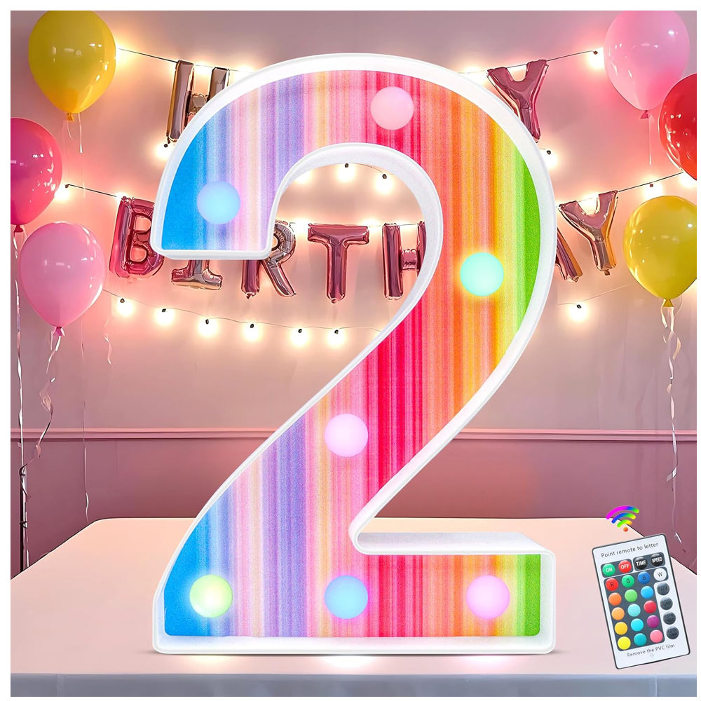 Rainbow LED Number Light 2 with Remote