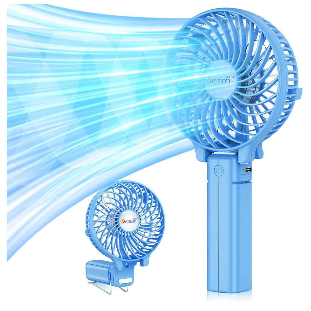 Mini Foldable USB Handheld Desk Fan 3 Speed Blue