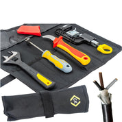 C.K Tools Complete SWA Termination Kit for Professional Electricians - Includes Armourslice Evo Armoured Cable Stripper, VDE Sheath Knife, Slim Jaw Wrench, Gland Wrench in Handy Tool Roll, CK T5992