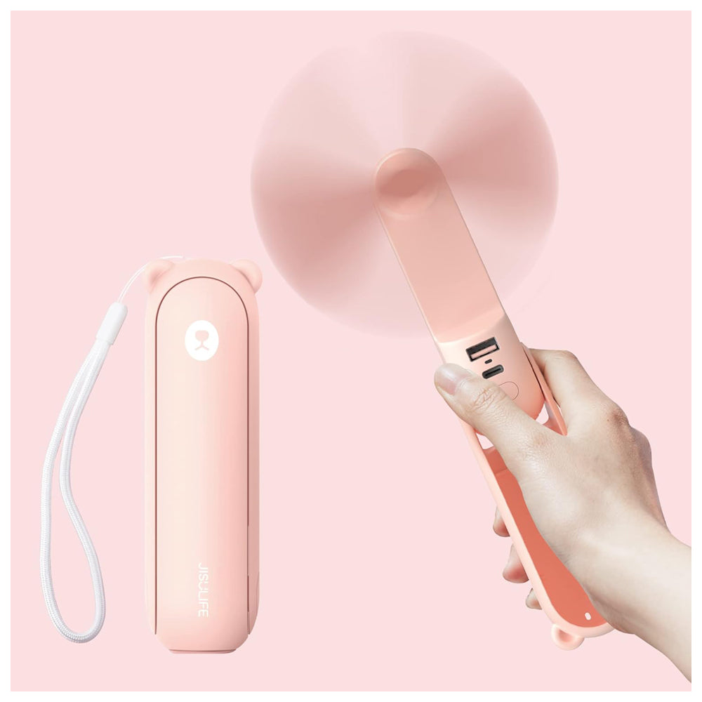 Portable Handheld Fan with 4500mAh Powerbank – Pink