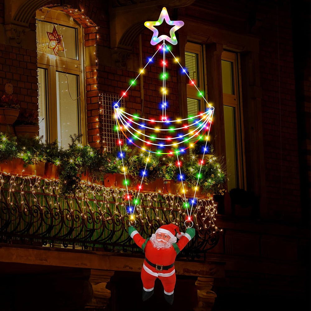 3.66ft LED Christmas parachute lights with Santa figure