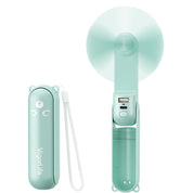 Mini Handheld Fan,USB Rechargeable 3 IN 1 Personal Cooler Fans with Power Bank,LED Flashlight,Small Foldable Pocket Fan-Travel & Emergency Essentials for Outdoor Portable Cooling Fan (Cyan)