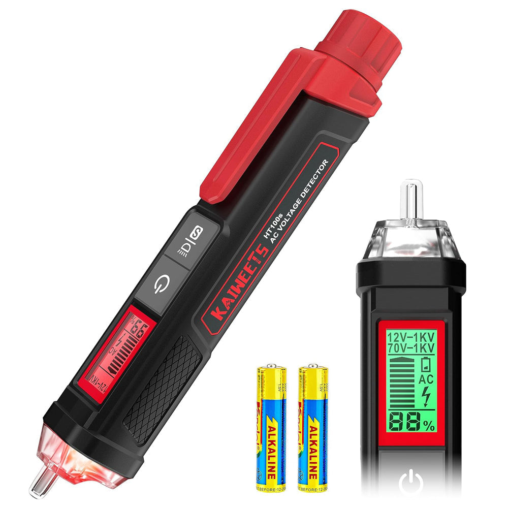 KAIWEETS HT100S Voltage Tester, Dual-Range 12V-1000V/70V 1000V Non-Contact Electric Tester, Sensitivity Electric Compact Pen with NCV, LED Flashlight, Buzzer Alarm, Wire Breakpoint Finder