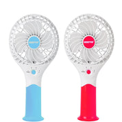GEEPAS Rechargeable Fan - Pack of 2 | Mini Portable USB Handheld Fan for Home Office Travel Outdoor Personal Use | 3 Speed Settings 8Hr Run Time | Ultra Quiet Lightweight Air Circulator | Pink & Blue