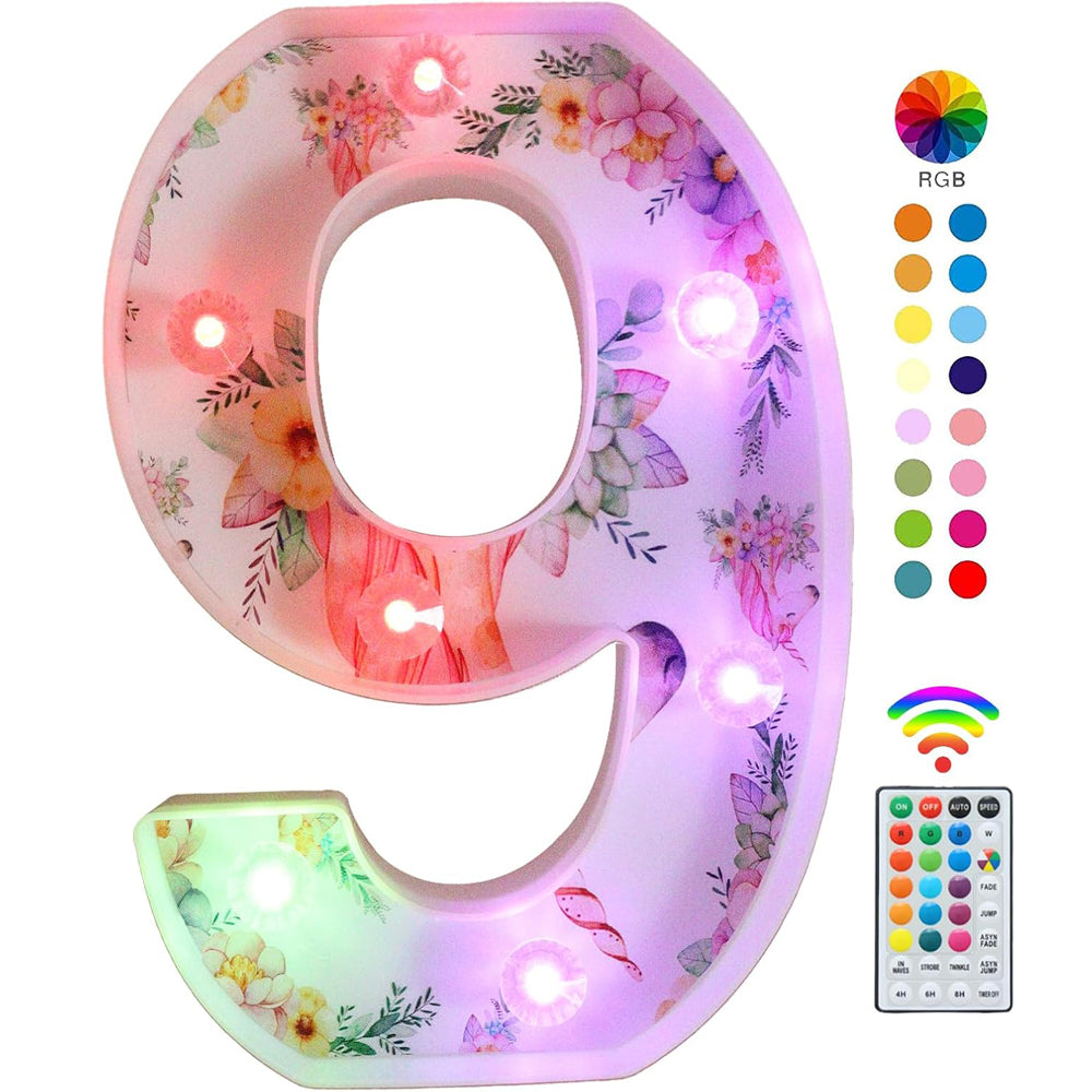 Unicorn LED Number 9 Light 18 Color Changing