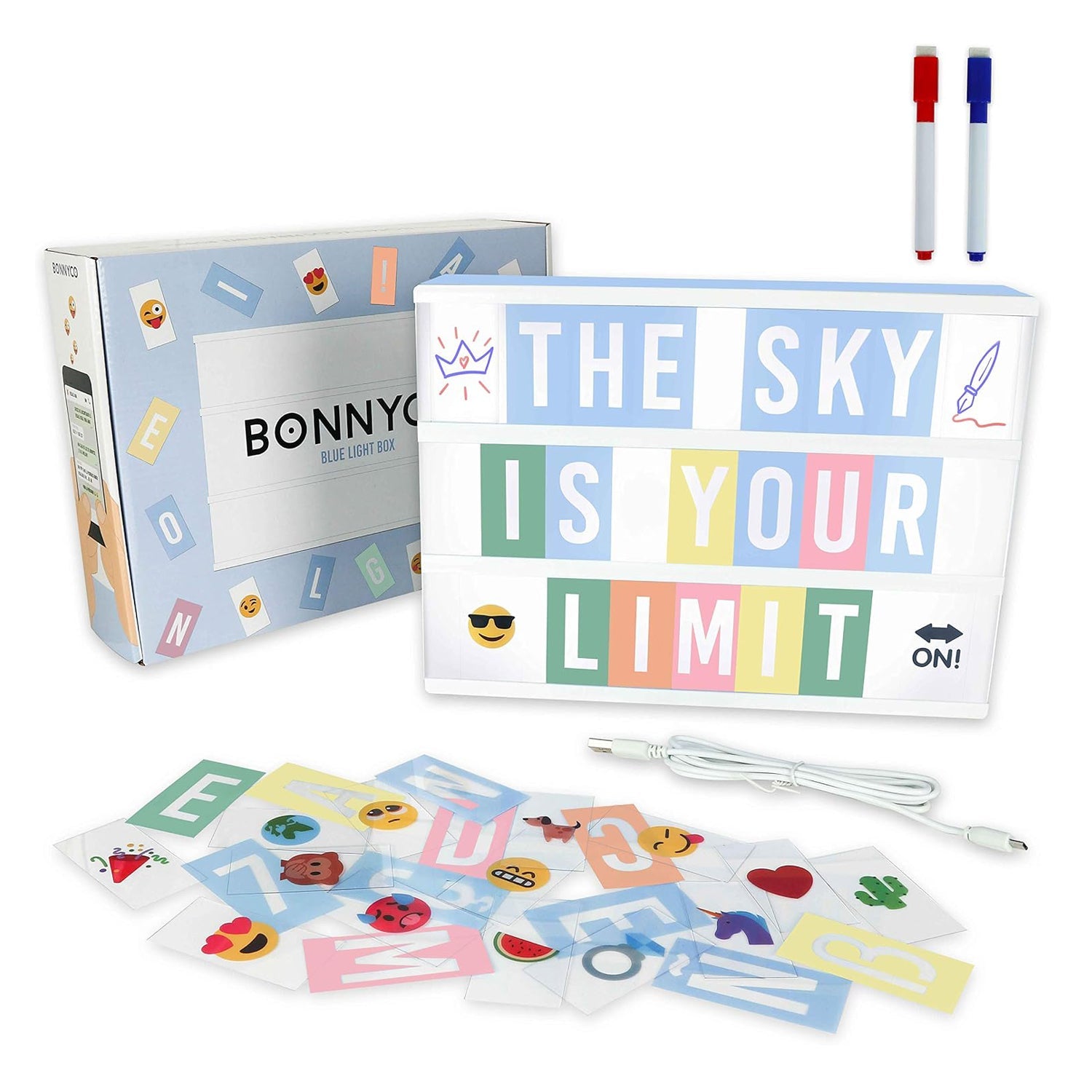 BONNYCO Blue A4 Cinema Light Box 400 Letters & Emojis