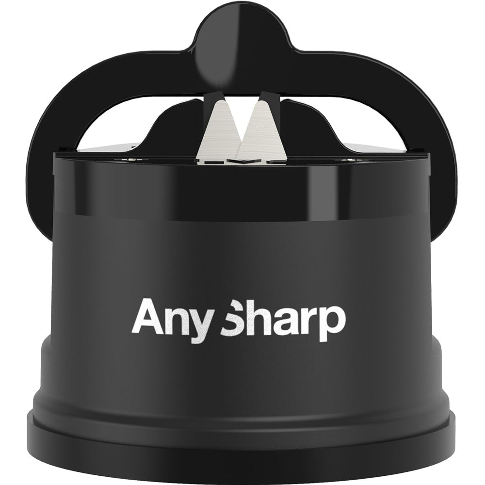 AnySharp Knife Sharpener – PowerGrip Suction Base | Hands-Free Safety | Sharpens All Kitchen Knives | Ideal for Hardened Steel & Serrated