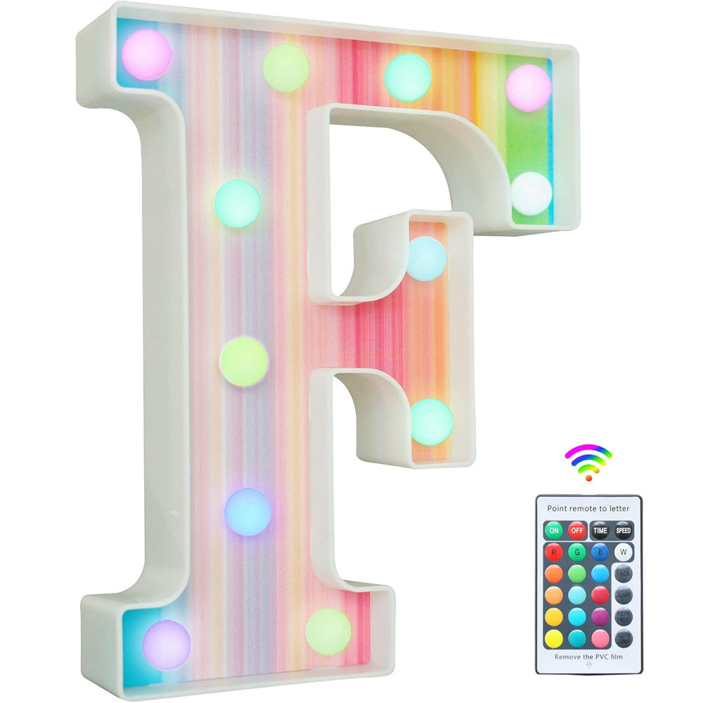 Rainbow LED Marquee Letter F – Color Changing Night Light