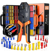 Preciva 600-Piece Professional Crimping Tool Set, Includes Crimper Tool for 0.5-6mm² Wires (AWG 20-10), 490 Insulated Ferrules, 190 Heat Shrink Tubings & 2-Layer Toolbox, for Electrical Maintenance