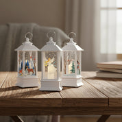 White Christmas lanterns with LED tea lights