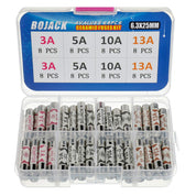 BOJACK 4 Values 64 pcs 3 5 10 13 A amp 240 V Volt Household Mains Plug Fuse 6.3x25 mm 0.25x1Inch BS1362 Ceramic Tube Cartridge Fuses Assortment Kit packag in a Clear Plastic Box
