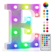 Glitter LED Letter Light E with Remote 18 Colors