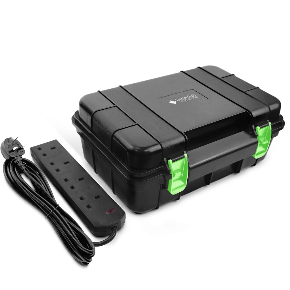 Desiretech Weatherproof Outdoor Electric Box with 4 Gang 10m Extension Lead – IP54 Rated, Heavy-Duty Power Supply for Garden Tools, Christmas Lights, and DIY Tasks