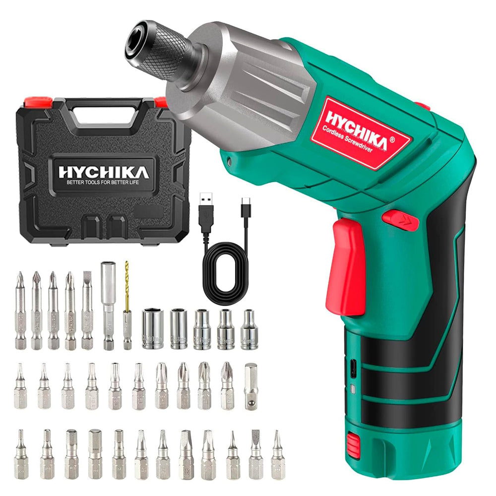 HYCHIKA 6Nm Cordless Electric Screwdriver with 35 Accessories