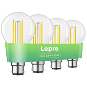B22 A-Rated LED Filament Bulb 3.8W 2700K Clear 4 Pack