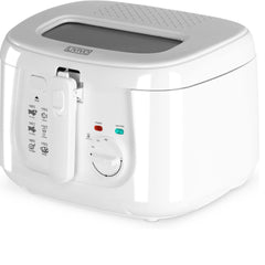 Electric 2.5L Deep Fat Fryer with Non-Stick Coating, Mesh Basket & Viewing Window – Easy Clean Countertop Fryer – White
