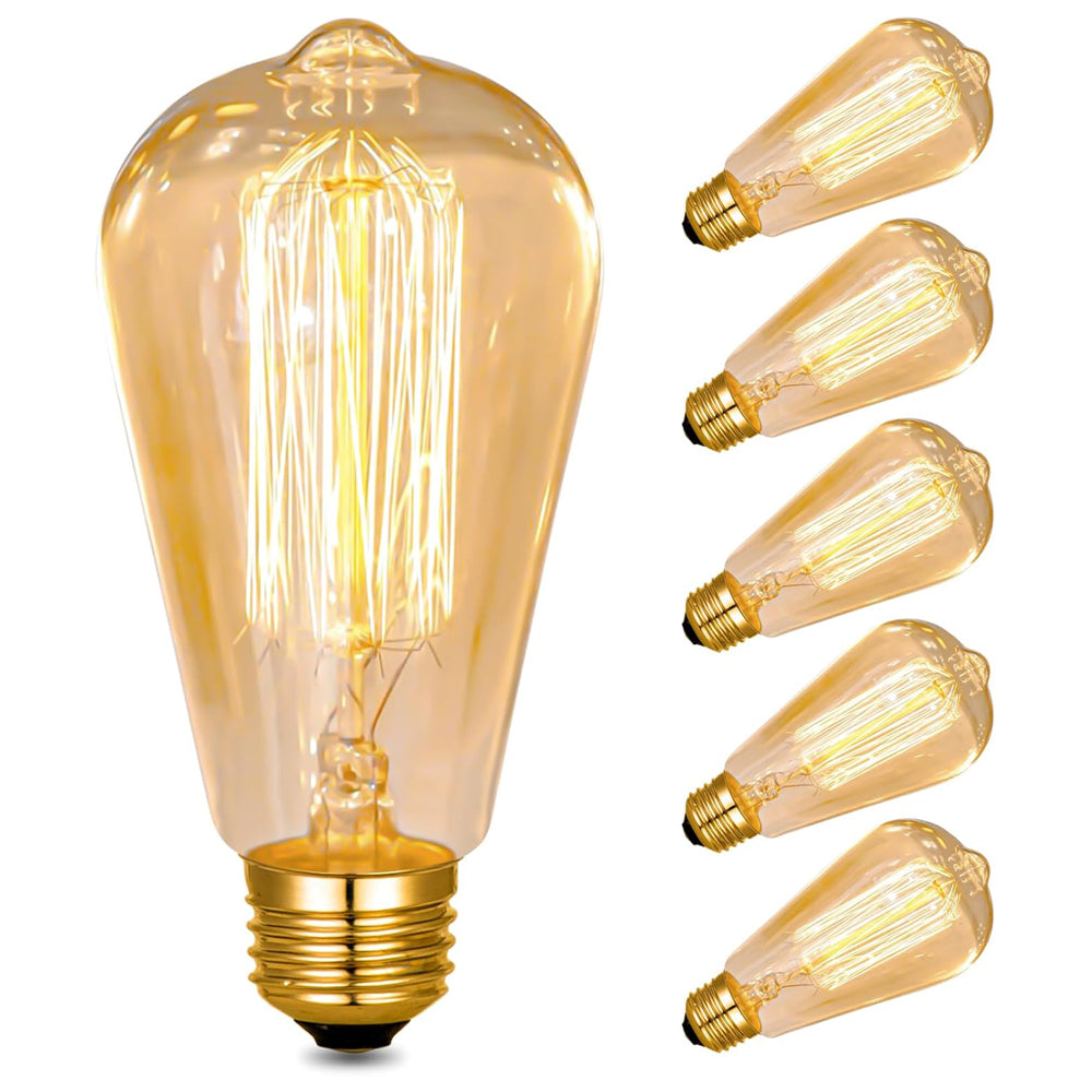 E27 Vintage Light Bulbs Squirrel Cage Filament 60W (6 Pack)