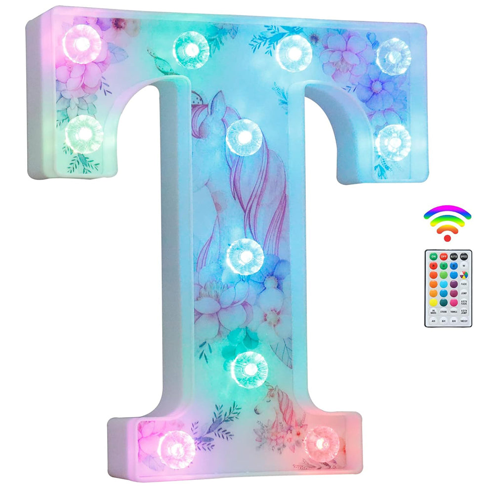 Unicorn LED Letter Light – Color Changing T Sign