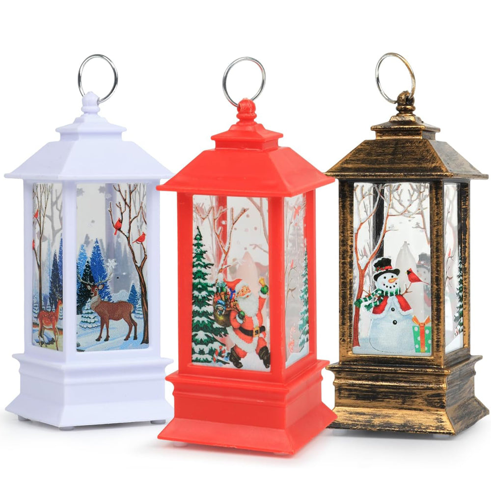 Set of 3 Christmas lanterns with LED festive lights