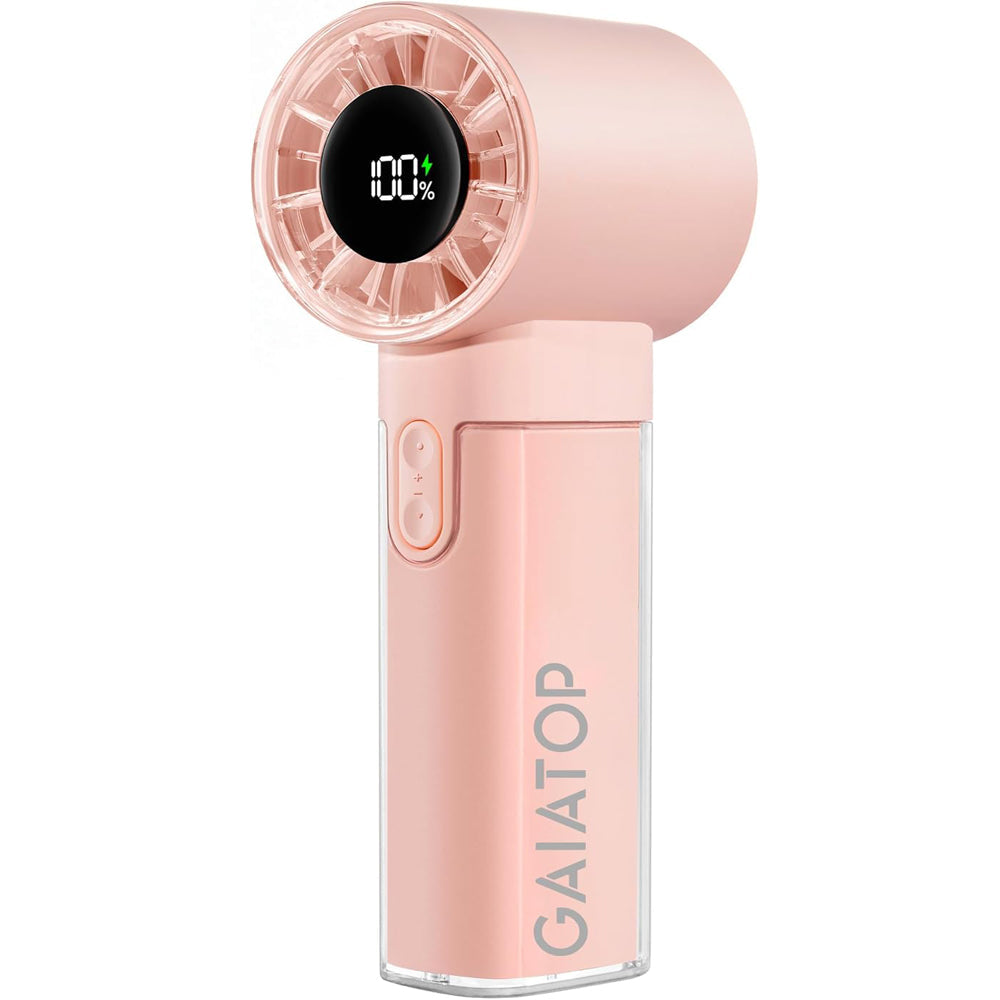 Gaiatop Portable Handheld Turbo Fan, 1-100 Adjustable High Speeds, 3-20Hrs Cooling Times, 4800mAh USB Rechargeable Portable Small Hand Fans with Lanyard for Outdoor, Travel, Home, Office, Pink