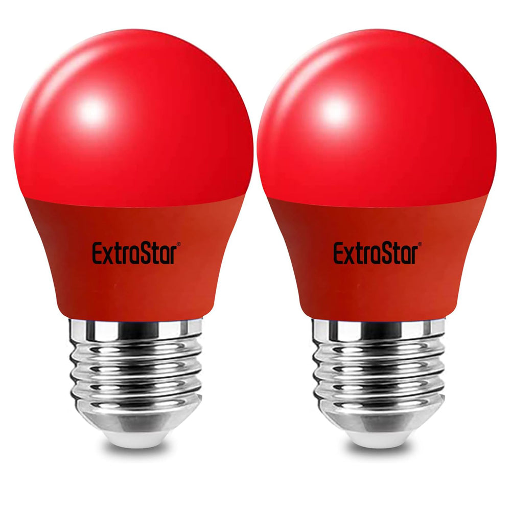 E27 LED Red Bulb 4W G45 Non-Dimmable, Pack of 2