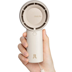 JISULIFE Handheld Turbo Fan [16H Max Cooling Time] Mini Portable Hand, 4000mAh USB Rechargeable Personal, Battery Operated Pocket Fan with 5 Speeds for Travel/Outdoor/Home/Office - Brown