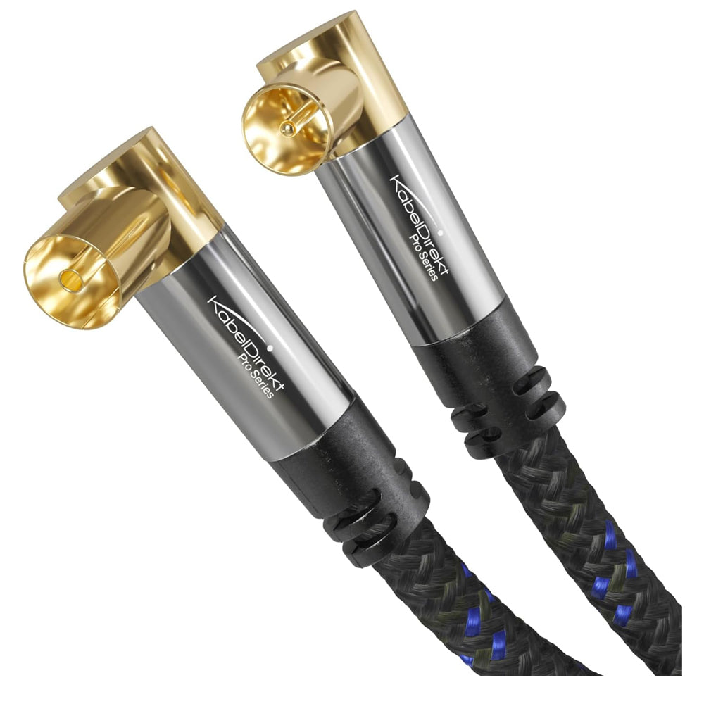 KabelDirekt – 4K TV Aerial Cable, Coaxial Cable, 90° Angled – 2m – Digital & Analogue – Available in 0.5-20m (Angled Plug/Socket, DVB-C/DVB-T/DVB-S, black)