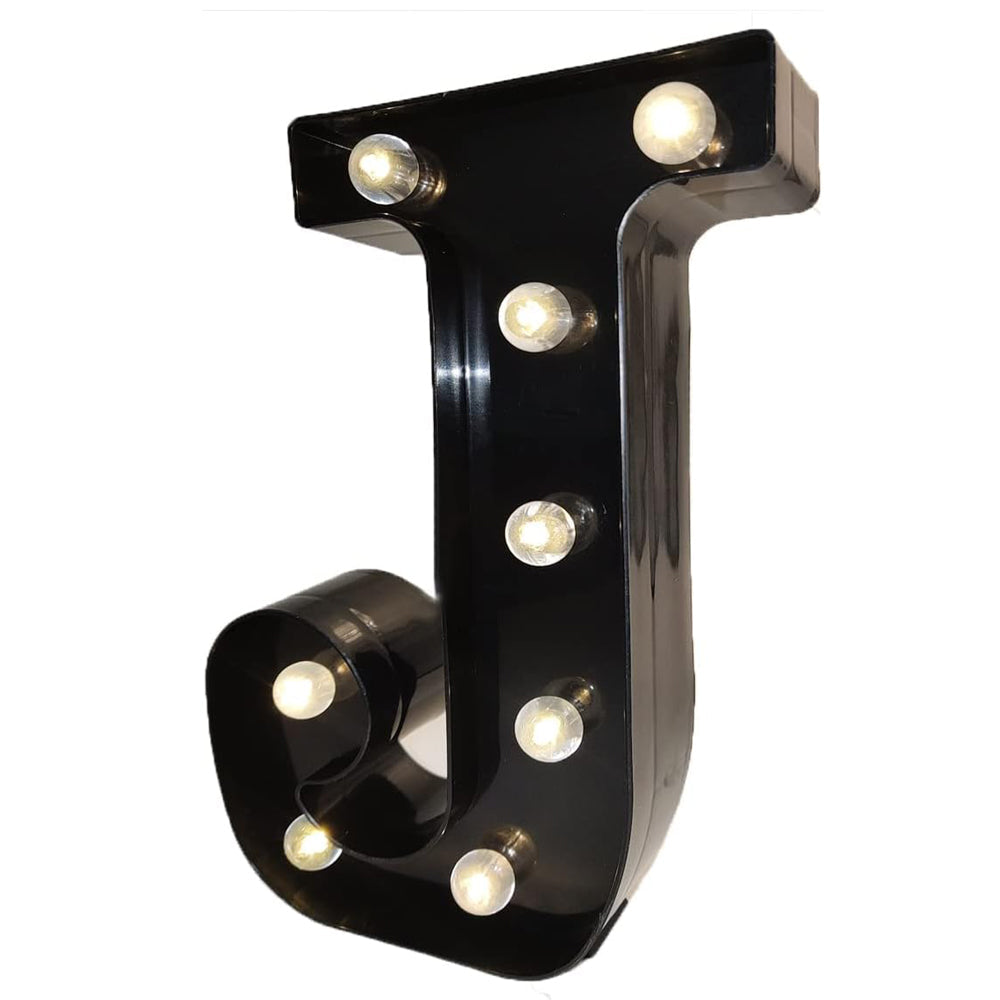 Black LED Marquee Letter J - Battery Powered Night Light