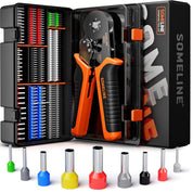 SOMELINE Crimping Pliers Wire End Ferrules Set, 0.25–10 mm² with 18 Types Insulated and Non-Insulated Wire End Ferrules, Self-Adjusting Square Crimping Pliers
