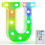 Glitter LED Letter Light Color Changing - U