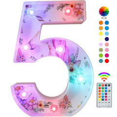 Unicorn LED Number 5 Light 18 Color Changing